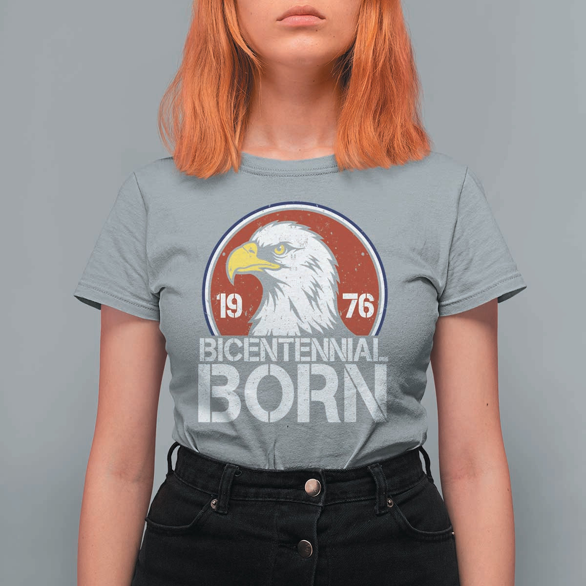 Patriotic Bicentennial Born 1976 T Shirt For Women American Bald Eagle 50th Birthday