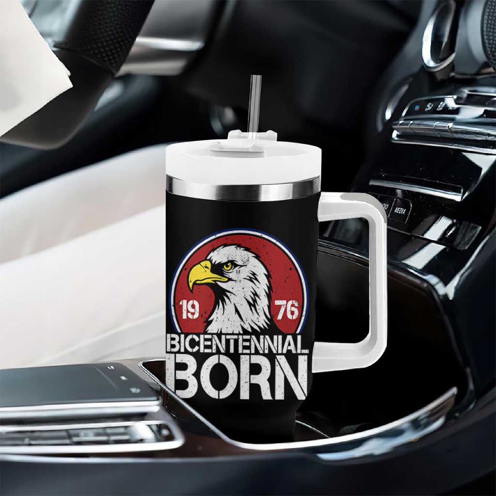 Patriotic Bicentennial Born 1976 Tumbler With Handle American Bald Eagle 50th Birthday