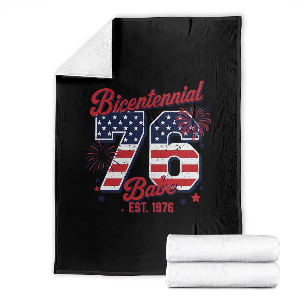 Retro Bicentennial Babe Est 1976 Throw Blanket 4th of July 50th Birthday Gift