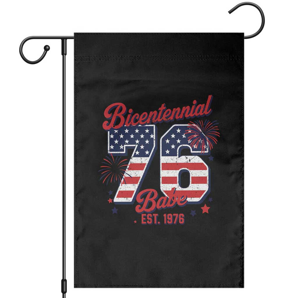 Retro Bicentennial Babe Est 1976 Garden Flag 4th of July 50th Birthday Gift