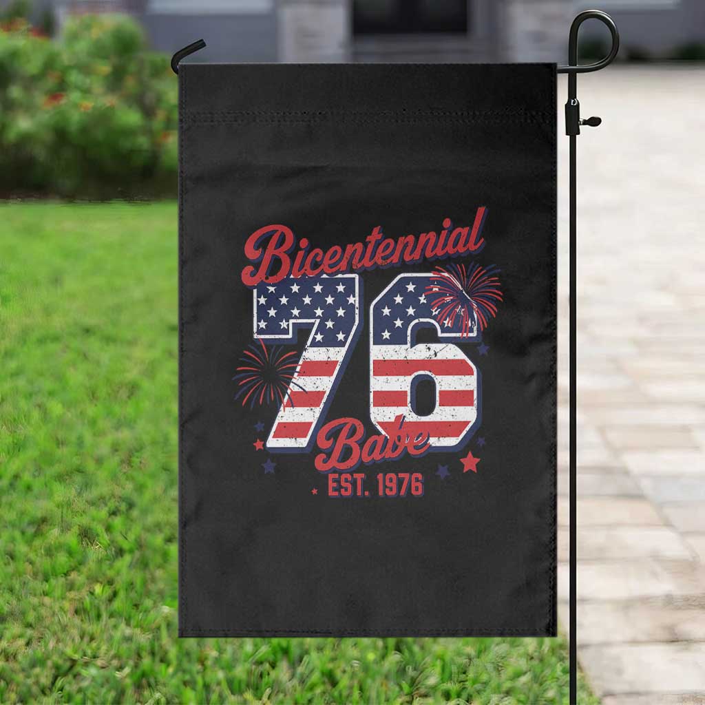 Retro Bicentennial Babe Est 1976 Garden Flag 4th of July 50th Birthday Gift