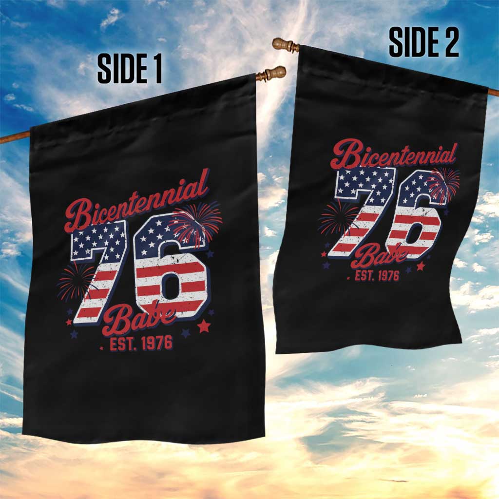 Retro Bicentennial Babe Est 1976 Garden Flag 4th of July 50th Birthday Gift