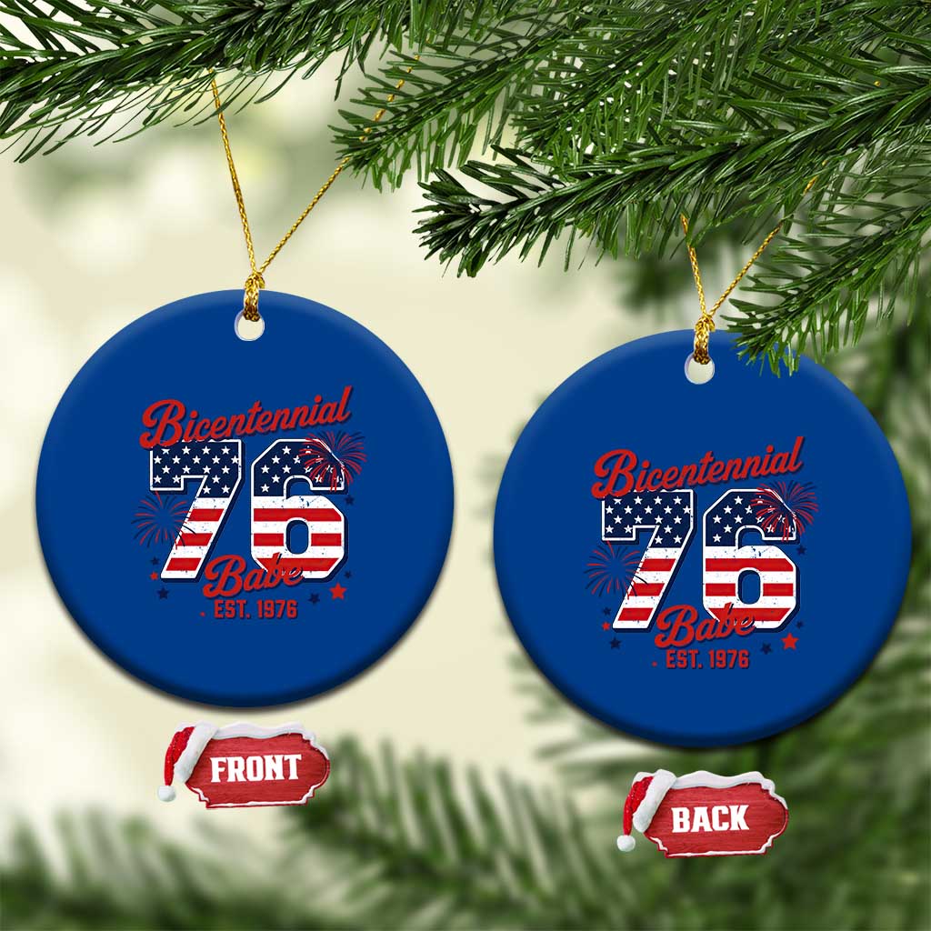 Retro Bicentennial Babe Est 1976 Ceramic Ornament 4th of July 50th Birthday Gift