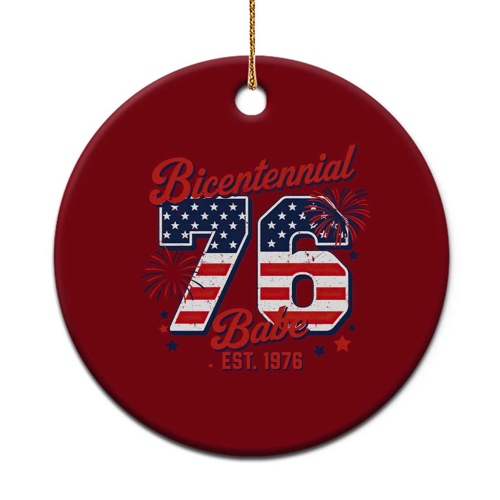 Retro Bicentennial Babe Est 1976 Ceramic Ornament 4th of July 50th Birthday Gift
