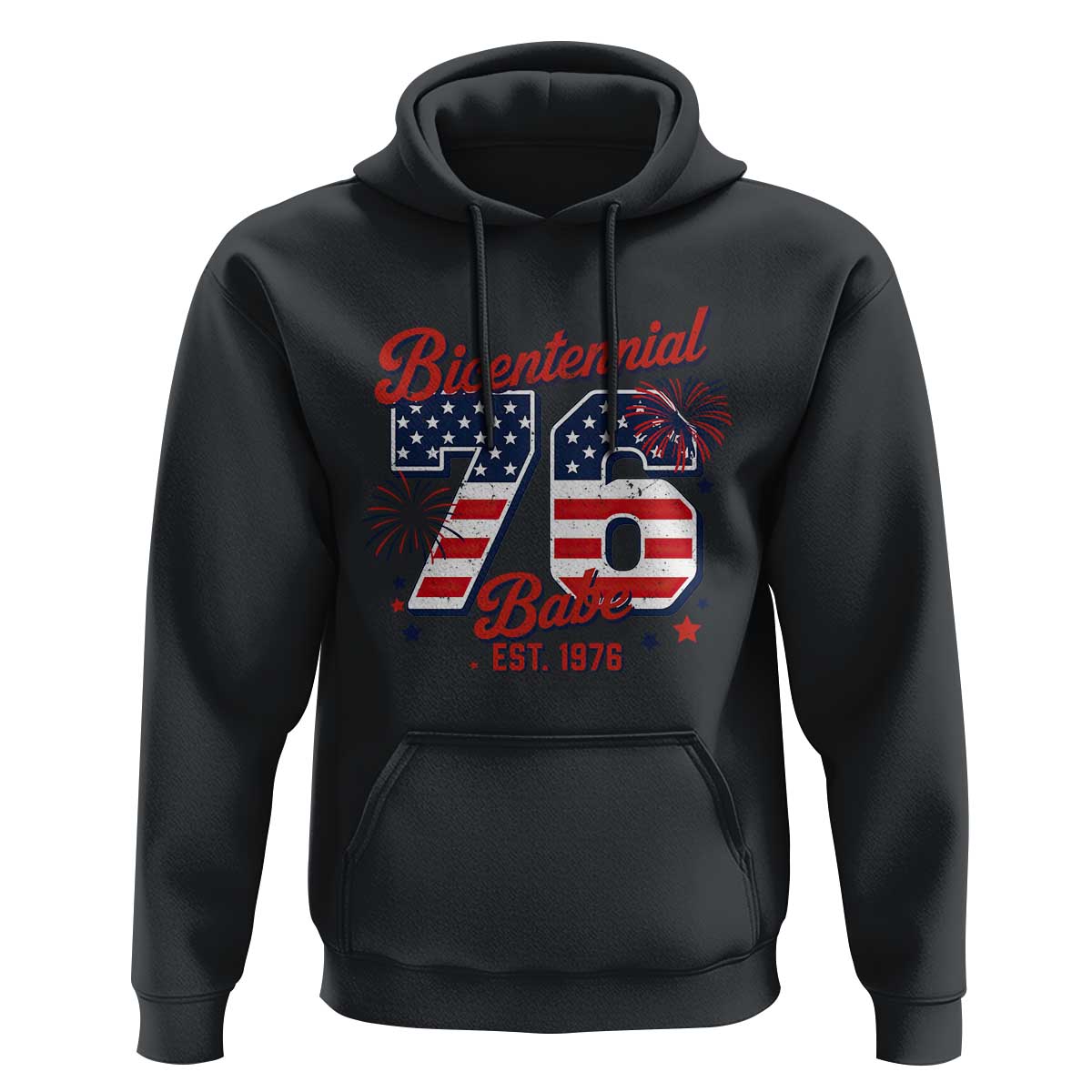Retro Bicentennial Babe Est 1976 Hoodie 4th of July 50th Birthday Gift