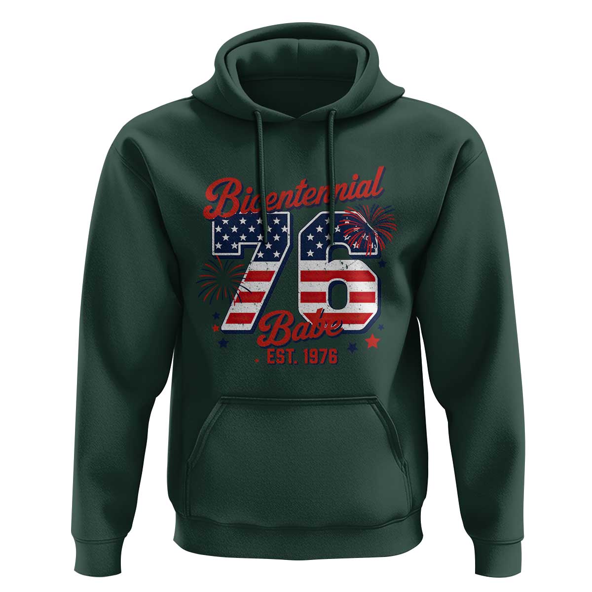 Retro Bicentennial Babe Est 1976 Hoodie 4th of July 50th Birthday Gift