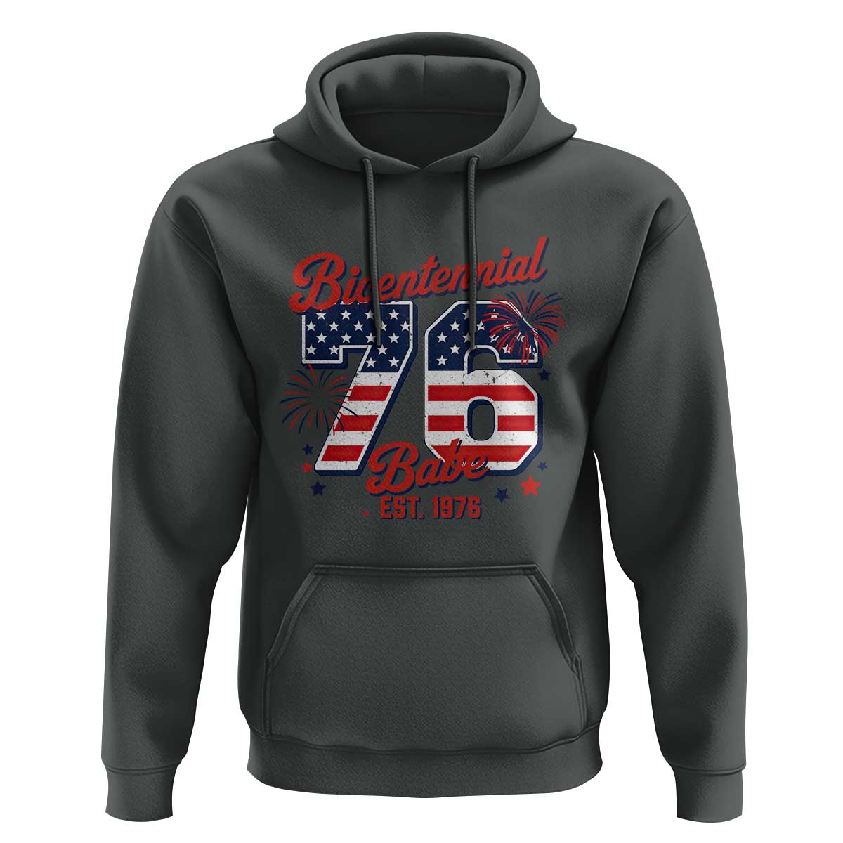 Retro Bicentennial Babe Est 1976 Hoodie 4th of July 50th Birthday Gift