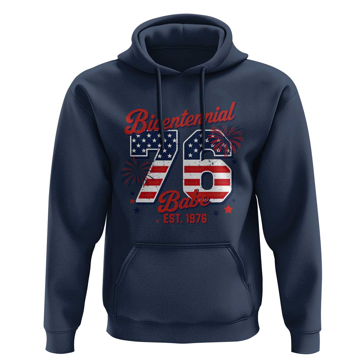 Retro Bicentennial Babe Est 1976 Hoodie 4th of July 50th Birthday Gift