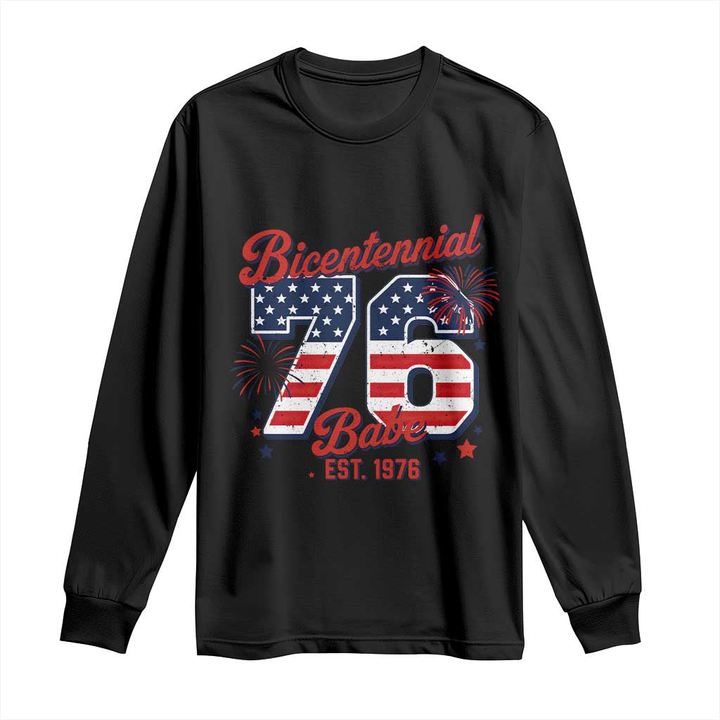 Retro Bicentennial Babe Est 1976 Long Sleeve Shirt 4th of July 50th Birthday Gift