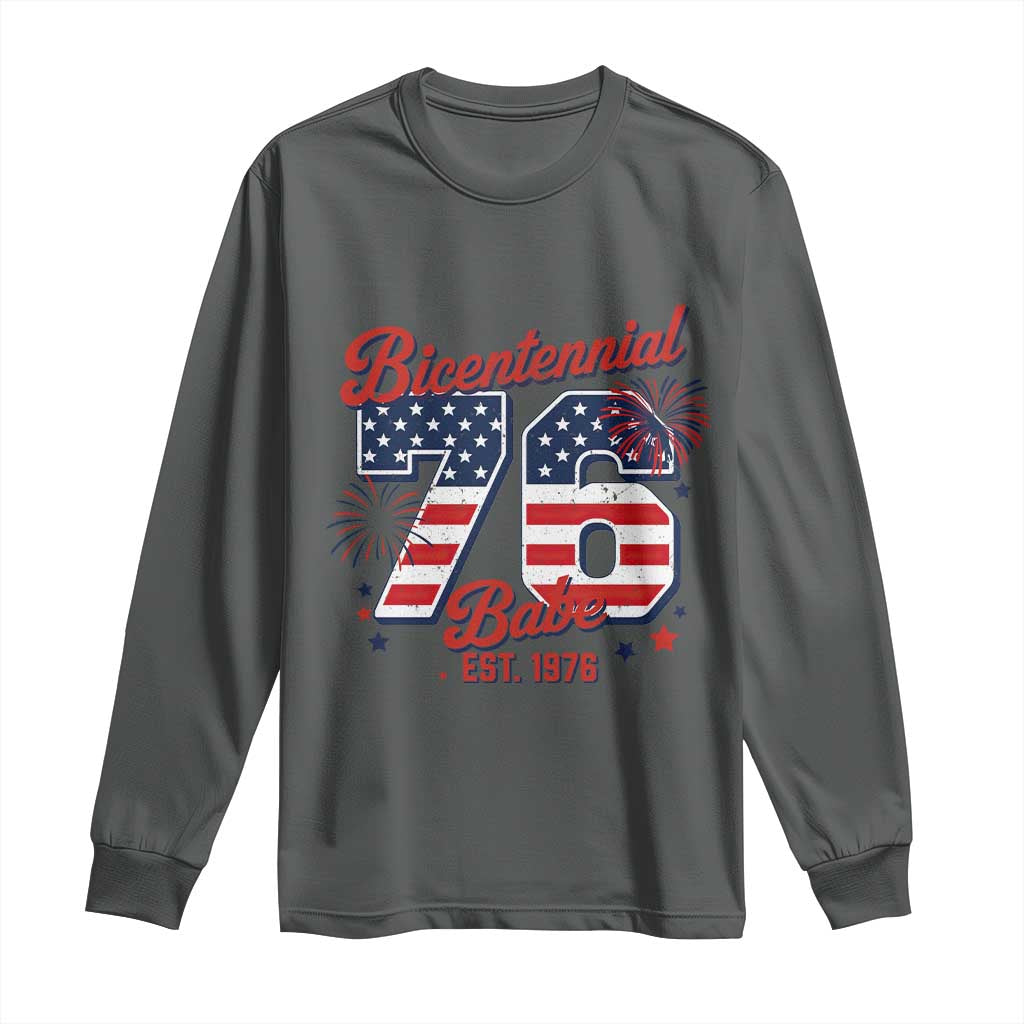 Retro Bicentennial Babe Est 1976 Long Sleeve Shirt 4th of July 50th Birthday Gift