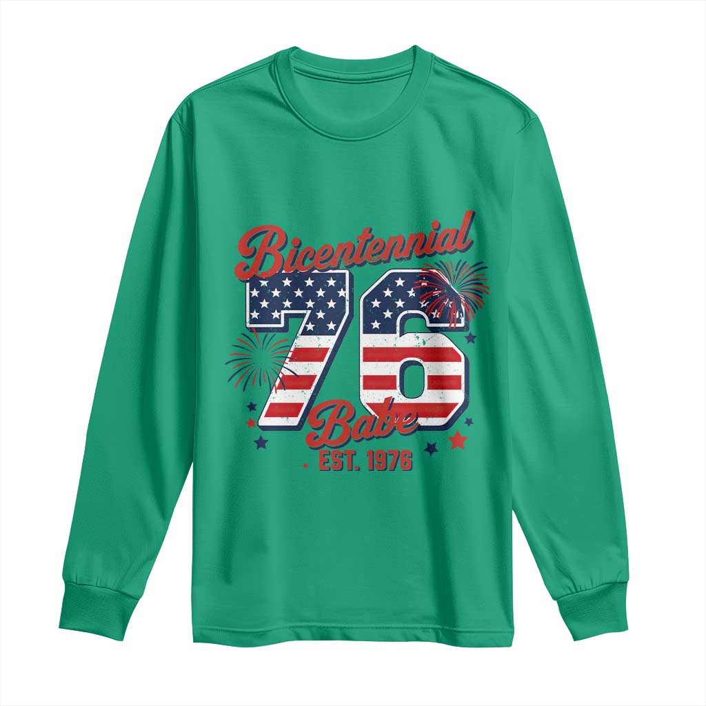 Retro Bicentennial Babe Est 1976 Long Sleeve Shirt 4th of July 50th Birthday Gift