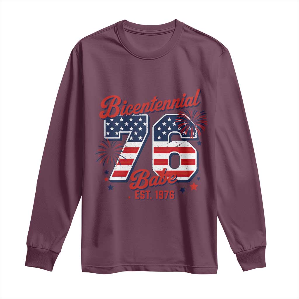 Retro Bicentennial Babe Est 1976 Long Sleeve Shirt 4th of July 50th Birthday Gift