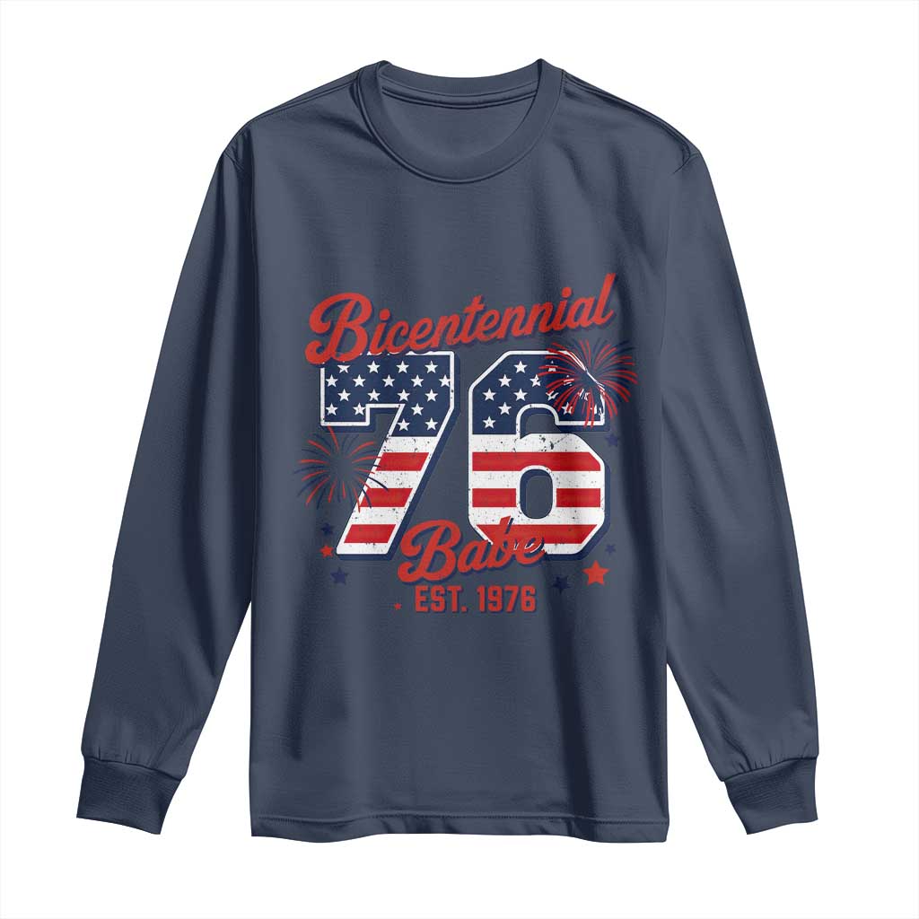 Retro Bicentennial Babe Est 1976 Long Sleeve Shirt 4th of July 50th Birthday Gift