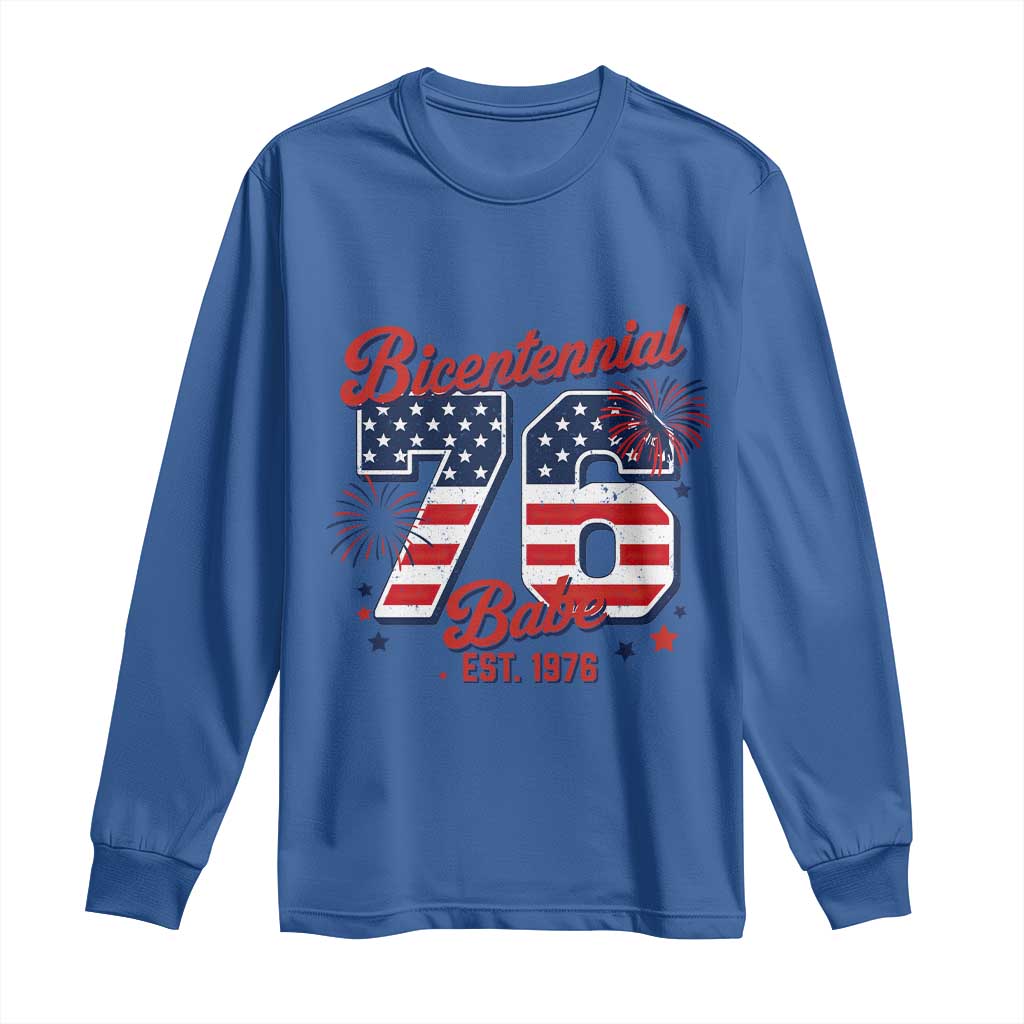 Retro Bicentennial Babe Est 1976 Long Sleeve Shirt 4th of July 50th Birthday Gift