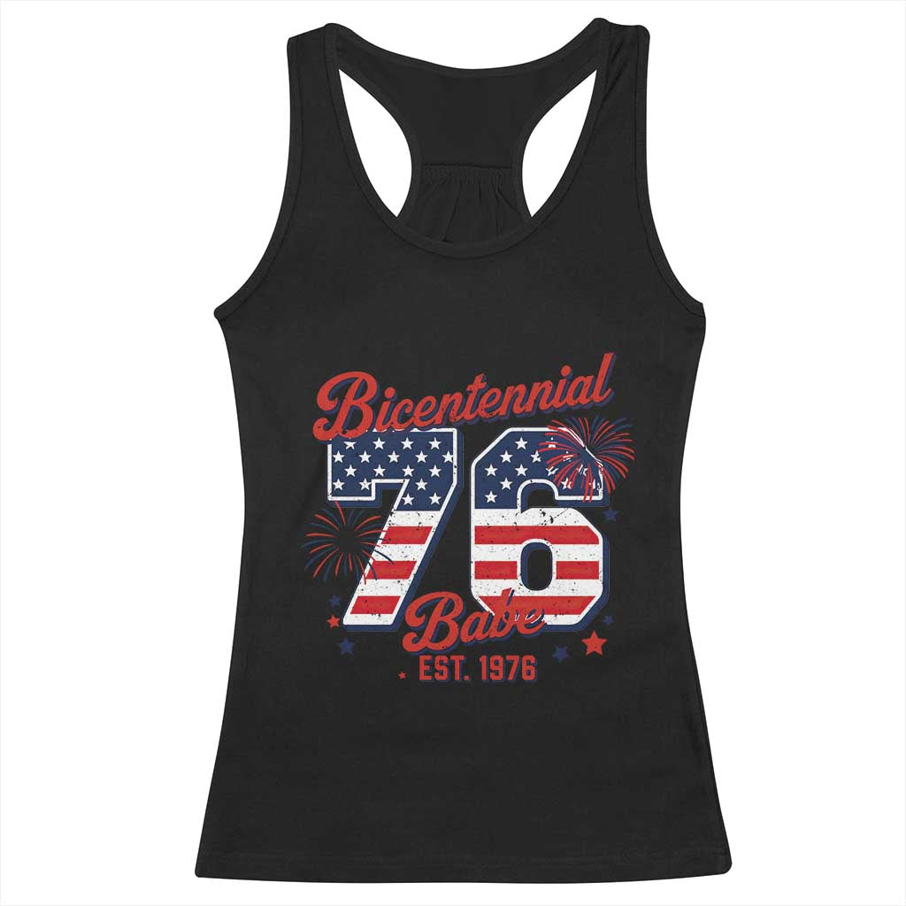 Retro Bicentennial Babe Est 1976 Racerback Tank Top 4th of July 50th Birthday Gift