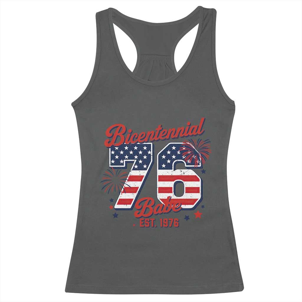 Retro Bicentennial Babe Est 1976 Racerback Tank Top 4th of July 50th Birthday Gift