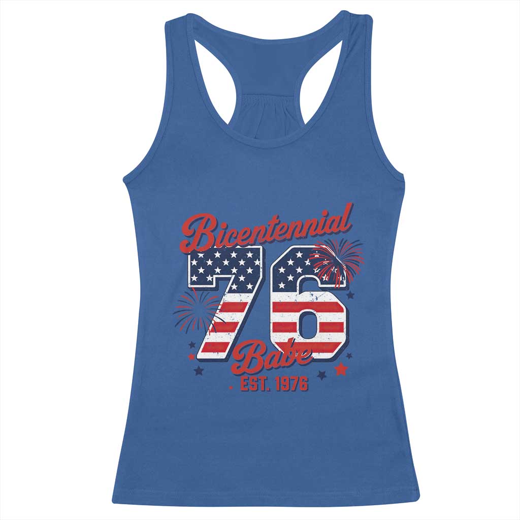 Retro Bicentennial Babe Est 1976 Racerback Tank Top 4th of July 50th Birthday Gift