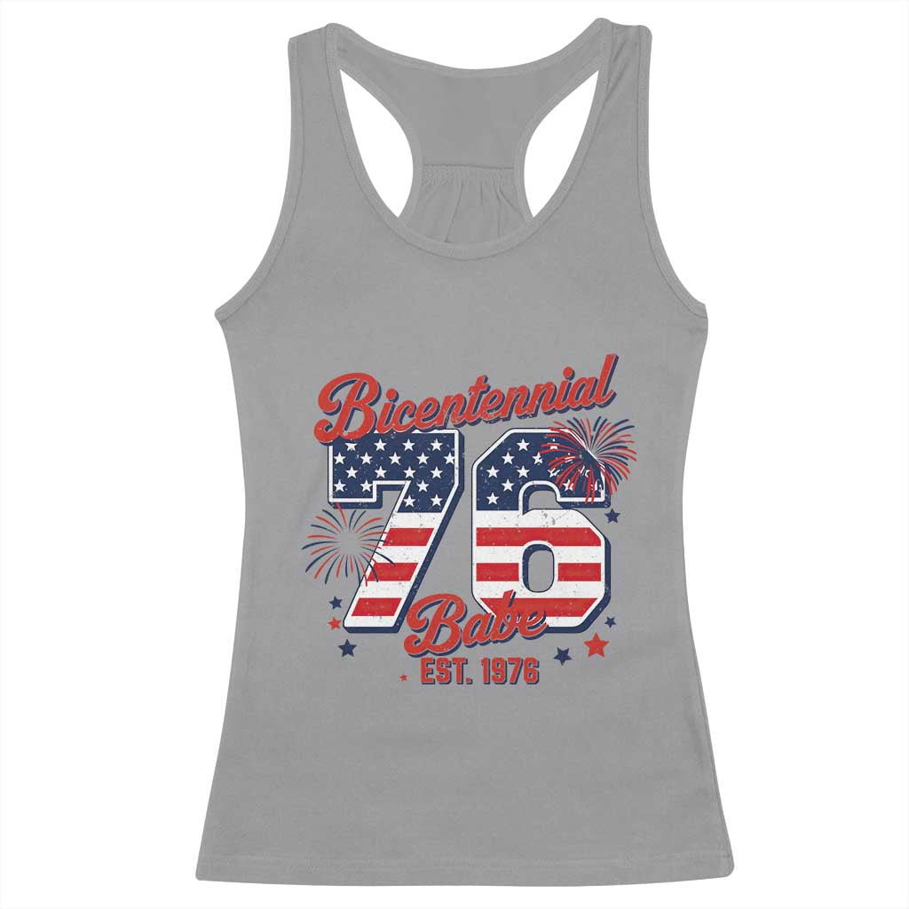 Retro Bicentennial Babe Est 1976 Racerback Tank Top 4th of July 50th Birthday Gift