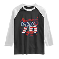 Retro Bicentennial Babe Est 1976 Raglan Shirt 4th of July 50th Birthday Gift