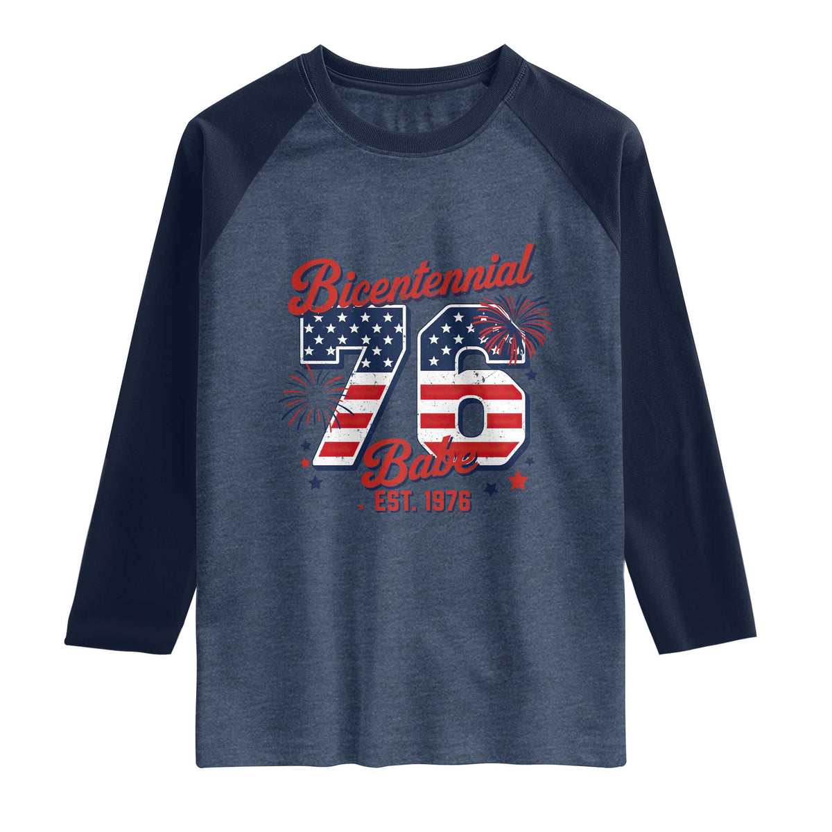 Retro Bicentennial Babe Est 1976 Raglan Shirt 4th of July 50th Birthday Gift