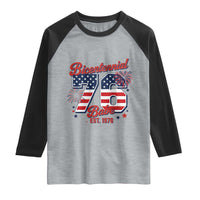 Retro Bicentennial Babe Est 1976 Raglan Shirt 4th of July 50th Birthday Gift