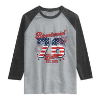 Retro Bicentennial Babe Est 1976 Raglan Shirt 4th of July 50th Birthday Gift