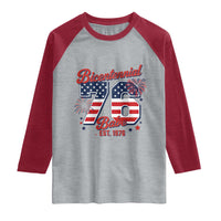 Retro Bicentennial Babe Est 1976 Raglan Shirt 4th of July 50th Birthday Gift