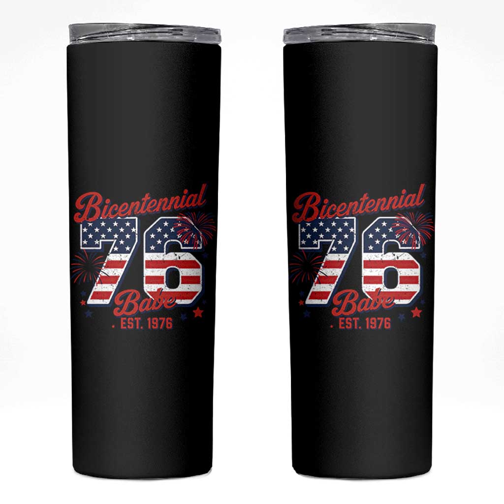 Retro Bicentennial Babe Est 1976 Skinny Tumbler 4th of July 50th Birthday Gift