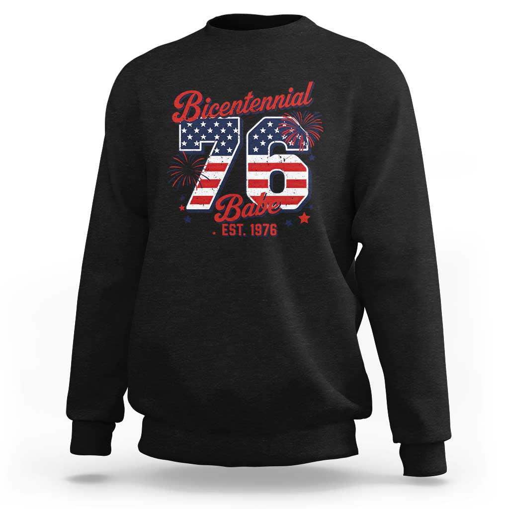 Retro Bicentennial Babe Est 1976 Sweatshirt 4th of July 50th Birthday Gift