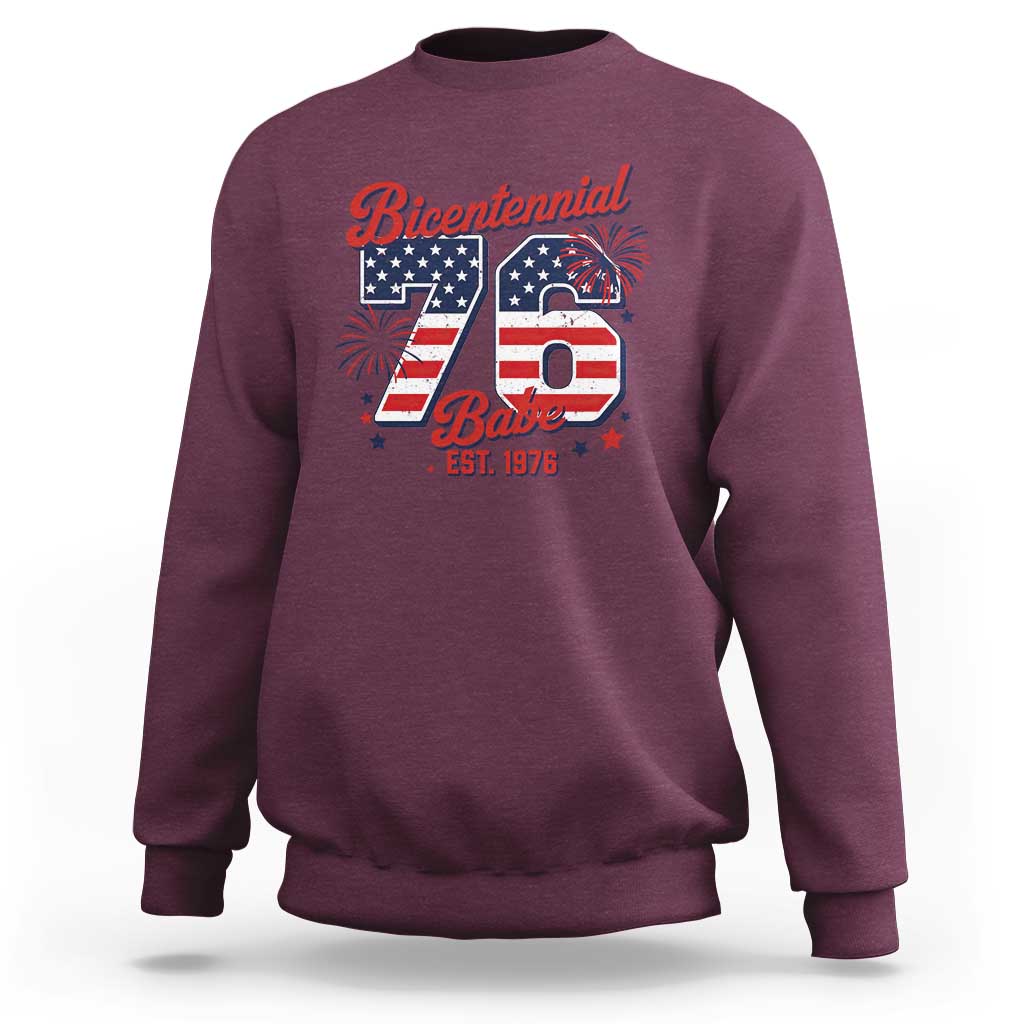 Retro Bicentennial Babe Est 1976 Sweatshirt 4th of July 50th Birthday Gift
