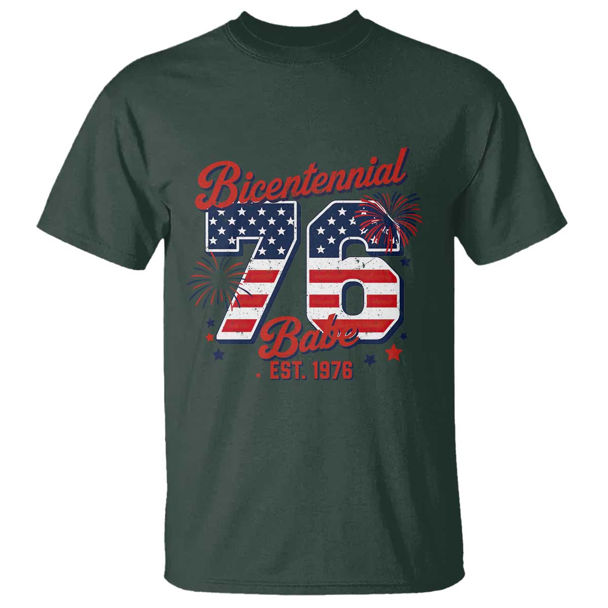 Retro Bicentennial Babe Est 1976 T Shirt 4th of July 50th Birthday Gift