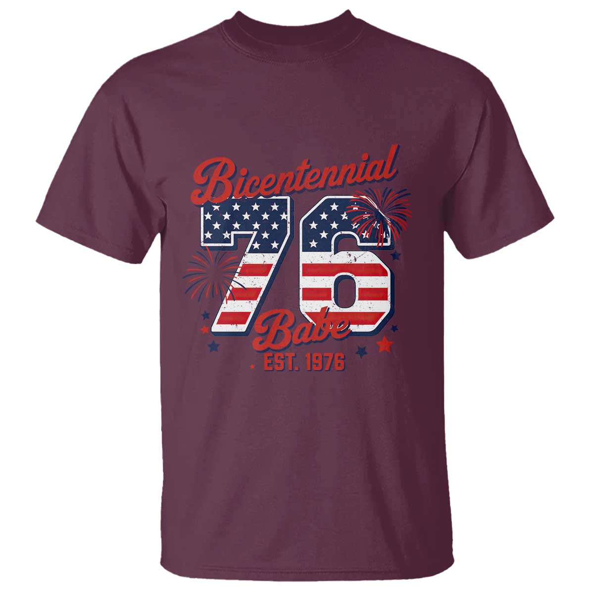 Retro Bicentennial Babe Est 1976 T Shirt 4th of July 50th Birthday Gift