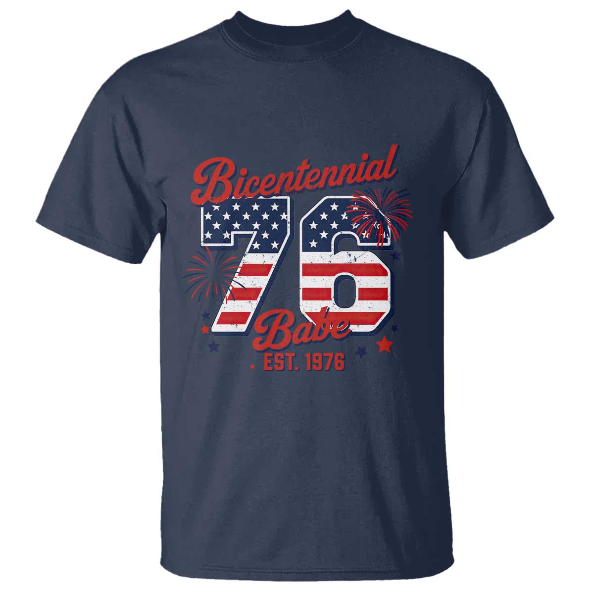 Retro Bicentennial Babe Est 1976 T Shirt 4th of July 50th Birthday Gift