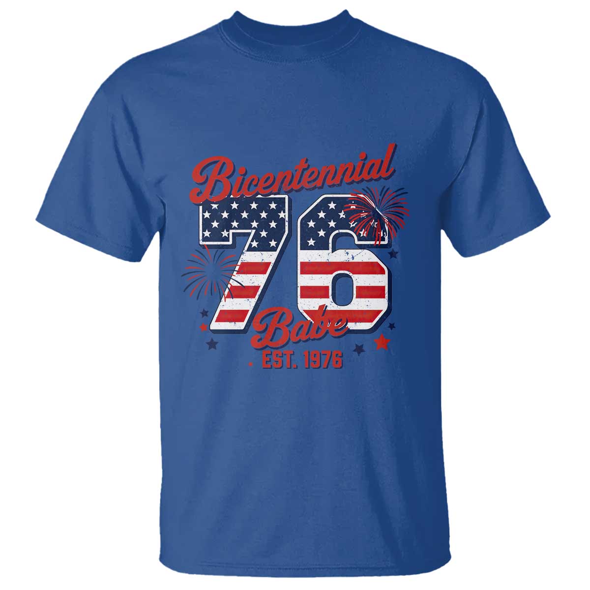 Retro Bicentennial Babe Est 1976 T Shirt 4th of July 50th Birthday Gift