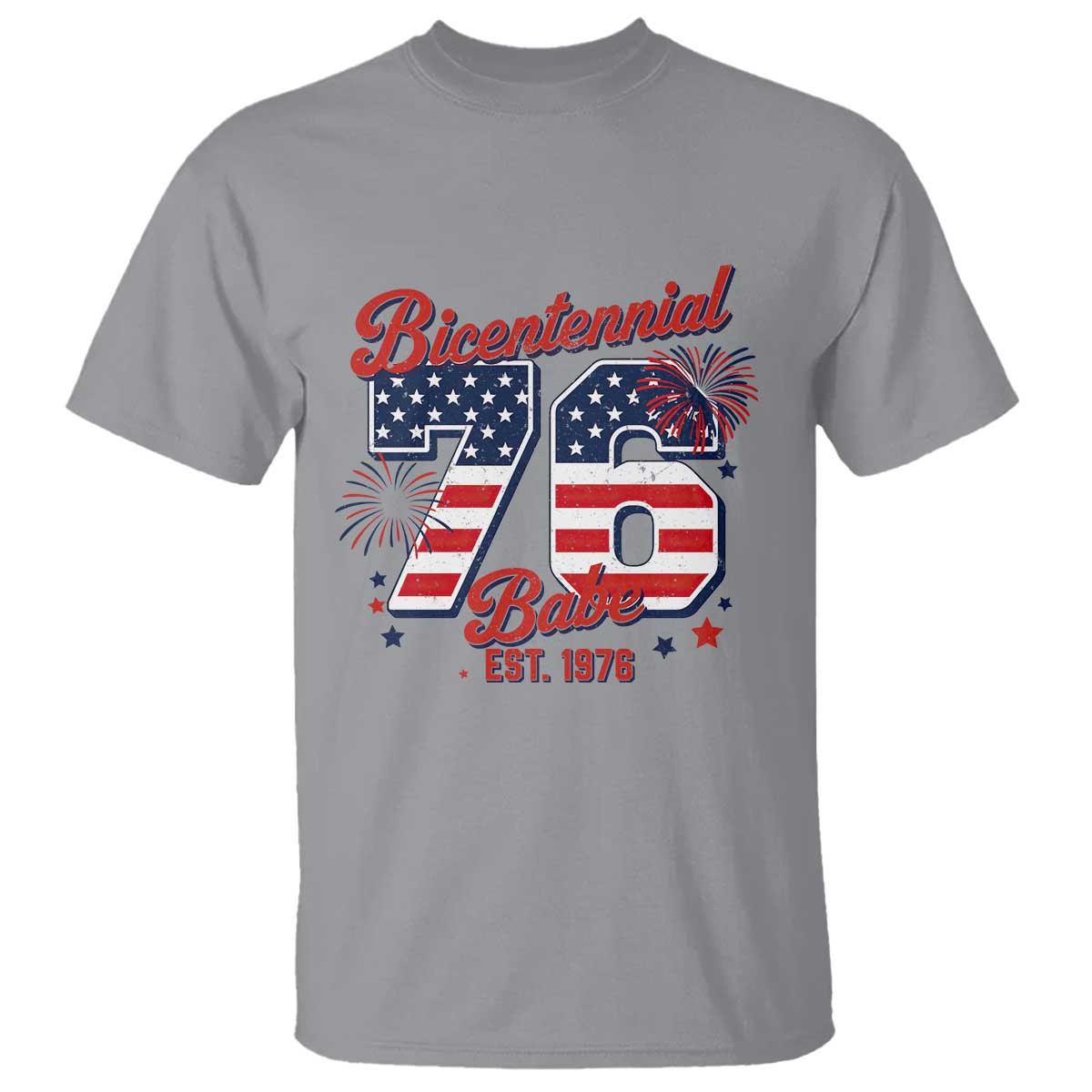 Retro Bicentennial Babe Est 1976 T Shirt 4th of July 50th Birthday Gift
