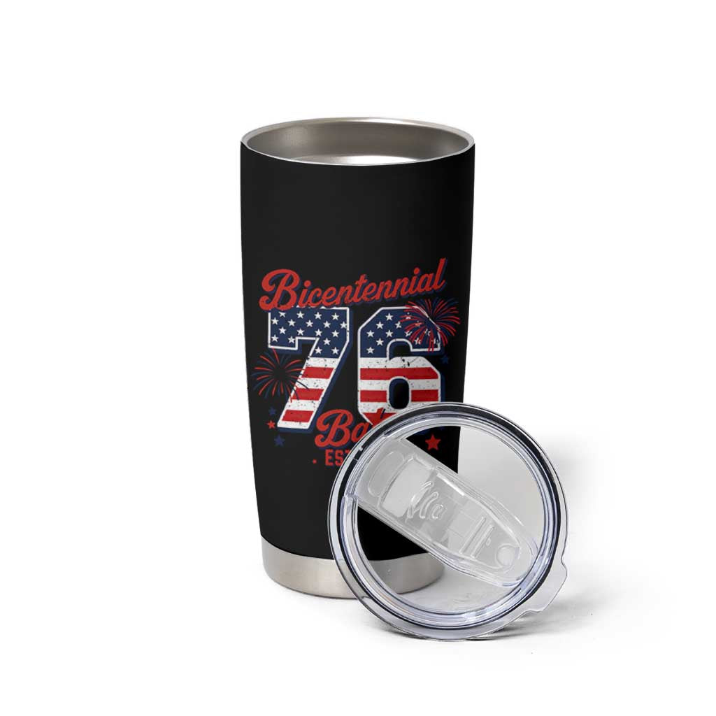 Retro Bicentennial Babe Est 1976 Tumbler Cup 4th of July 50th Birthday Gift