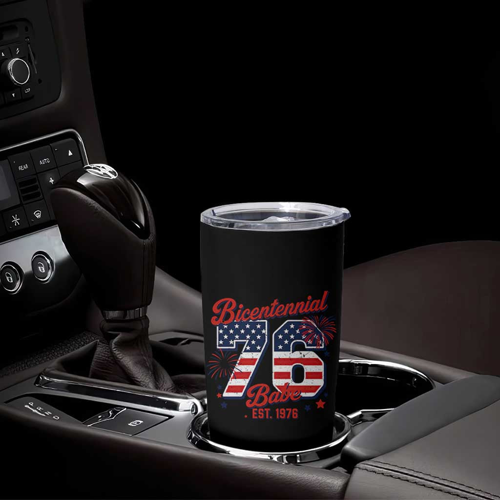 Retro Bicentennial Babe Est 1976 Tumbler Cup 4th of July 50th Birthday Gift