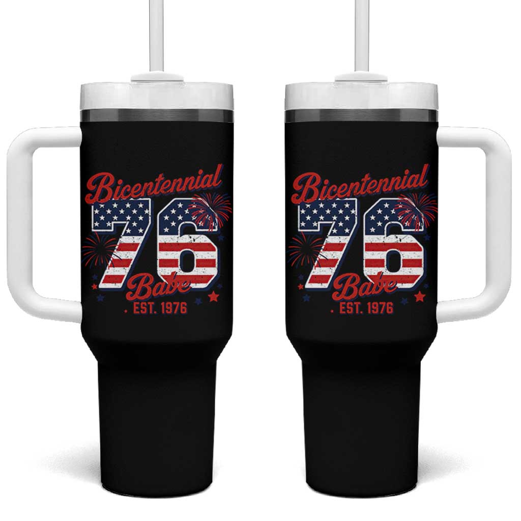 Retro Bicentennial Babe Est 1976 Tumbler With Handle 4th of July 50th Birthday Gift