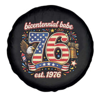Patriotic Bicentennial Babe Est 1976 Spare Tire Cover Eagle Fireworks 50th Birthday