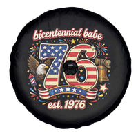 Patriotic Bicentennial Babe Est 1976 Spare Tire Cover Eagle Fireworks 50th Birthday