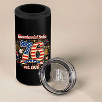 Patriotic Bicentennial Babe Est 1976 4 in 1 Can Cooler Tumbler Eagle Fireworks 50th Birthday