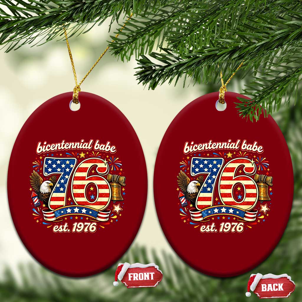 Patriotic Bicentennial Babe Est 1976 Ceramic Ornament Eagle Fireworks 50th Birthday