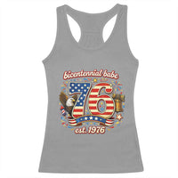 Patriotic Bicentennial Babe Est 1976 Racerback Tank Top Eagle Fireworks 50th Birthday