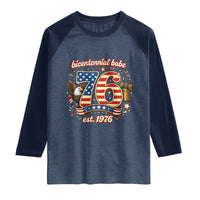 Patriotic Bicentennial Babe Est 1976 Raglan Shirt Eagle Fireworks 50th Birthday
