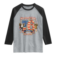 Patriotic Bicentennial Babe Est 1976 Raglan Shirt Eagle Fireworks 50th Birthday