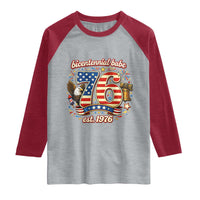 Patriotic Bicentennial Babe Est 1976 Raglan Shirt Eagle Fireworks 50th Birthday