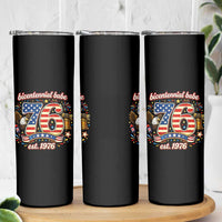 Patriotic Bicentennial Babe Est 1976 Skinny Tumbler Eagle Fireworks 50th Birthday