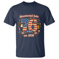 Patriotic Bicentennial Babe Est 1976 T Shirt Eagle Fireworks 50th Birthday