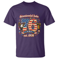 Patriotic Bicentennial Babe Est 1976 T Shirt Eagle Fireworks 50th Birthday