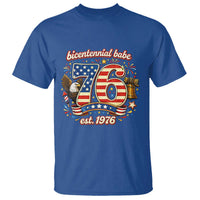 Patriotic Bicentennial Babe Est 1976 T Shirt Eagle Fireworks 50th Birthday